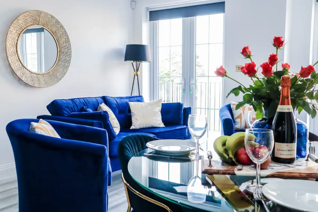 the secure way of renting out your properties- living room setting with dining table and flowers